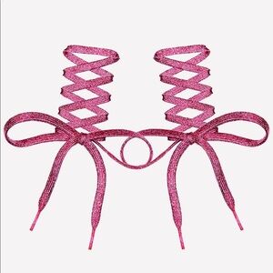 Pink metallic flat shoe laces!